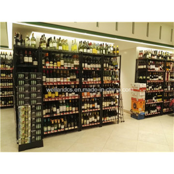 Supermarket Adjustable 6 Tiers Epoxy Coated Metal Wine Display Rack